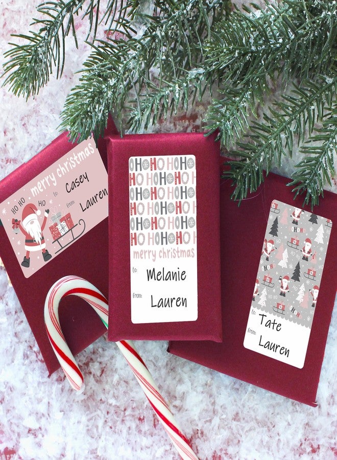 DISTINCTIVS Pink Christmas Gift Tags, Peel and Stick Christmas Gift Tags - 42 Count, Pink Santa Stickers - Image 2